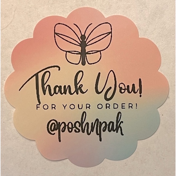 🦋50 CUSTOM THANK YOU STICKERS with your Closet name- Scalloped Glossy - Picture 3 of 3